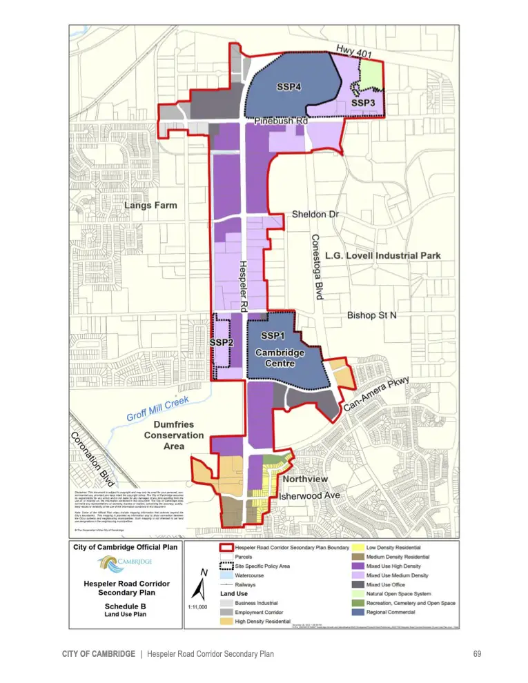 Land Use Plan from Hespeler Road Corridor Secondary Plan