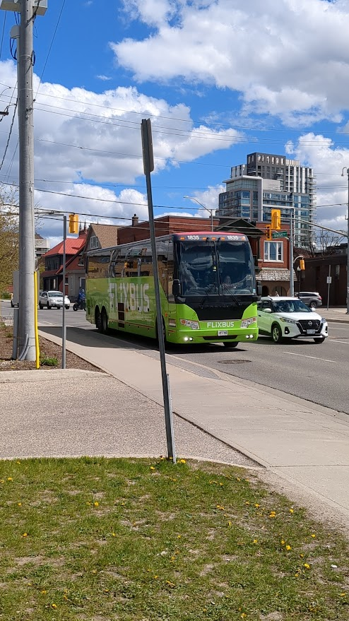 Flixbus coach in downtown Kitchener