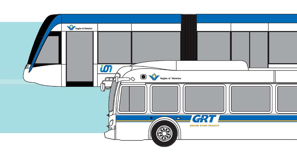 Illustrated ION train and bus from Regional consultation materials